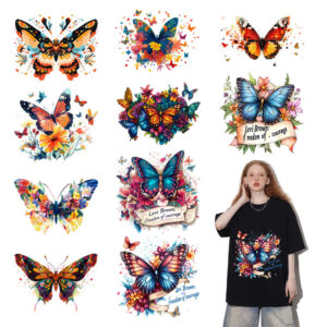 Wholesale Cross-border butterfly logo clothes hot label in stock wholesale heat transfer paste diy white ink hot stamping printing