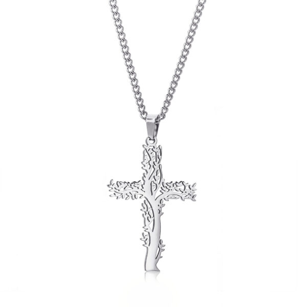 Wholesale Stainless Steel Tree of Life Cross Necklace