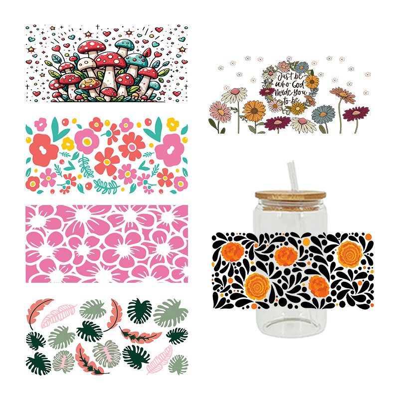 Wholesale Cartoon Cute Forest Style Plant Theme 16oz C UV DTF Wraps