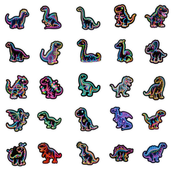 Wholesale 56 Neon Dinosaur Black-Edged Colorful Cartoon Graffiti Stickers