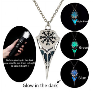 Wholesale Viking raven skull eagle beak glow-in-the-dark necklace