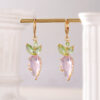 Wholesale Easter Cute Carrot Green Pink Crystal Earrings