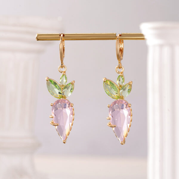 Wholesale Easter Cute Carrot Green Pink Crystal Earrings