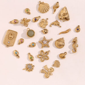 Wholesale European and American DIY Niche Style Unique Creative Jewelry Accessories Stainless Steel Plated with 14K Gold Ocean Smiley Face Pendant