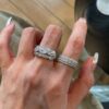 Wholesale Wide silver ring fully encrusted with diamonds for women