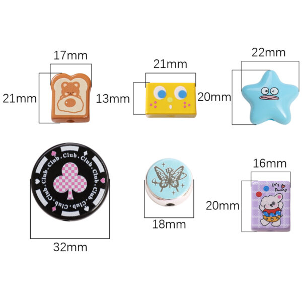 Wholesale Acrylic Printed Beads Cartoon Beaded Handmade DIY Beade