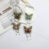 Wholesale Full Diamond Vintage Gold Rhinestone Tassel Butterfly Brooch