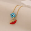 Wholesale Devil's Eye Necklace Retro Lips Pepper Titanium Steel Clavicle Chain