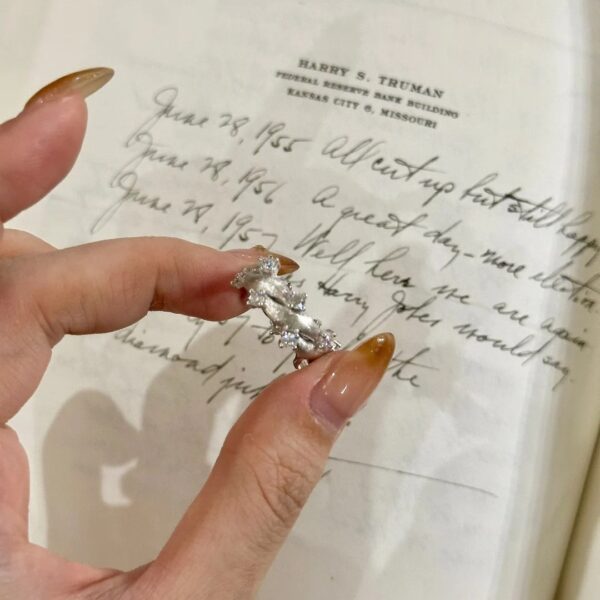 Wholesale Silver Brushed Starburst Zircon Ring Open Ring