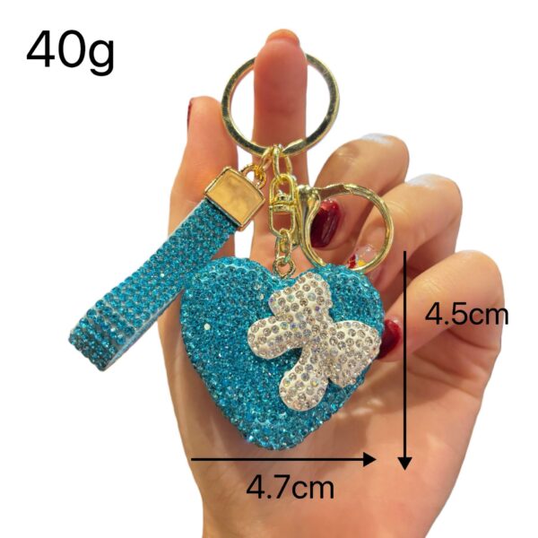 Wholesale Full rhinestone heart-studded bow keychain
