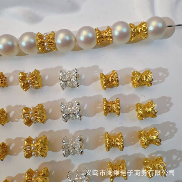 Wholesale Ancient-plated hollowed-out small waisted golden double-sided torus spacer