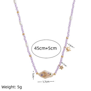 Purple beaded pearl necklace