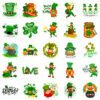 Wholesale 50pcs St. Patrick's Green Clover Hat Series Waterproof Vinyl Stickers