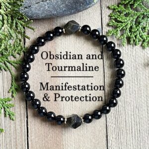 Wholesale Obsidian Bracelet Diamond Facet Gem Bracelet