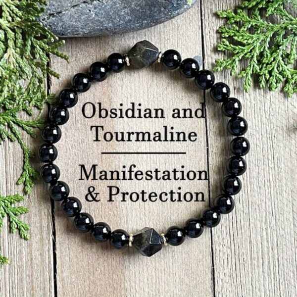Wholesale Obsidian Bracelet Diamond Facet Gem Bracelet