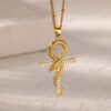 Wholesale Copper Micro-inlaid Zircon Fashion Snake Cross Necklace