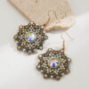 Wholesale Western style diamond inlaid turquoise geometric irregular earrings