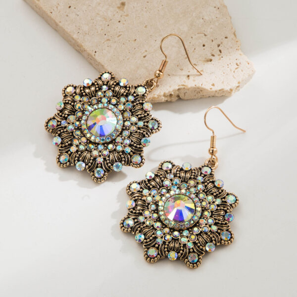 Wholesale Western style diamond inlaid turquoise geometric irregular earrings