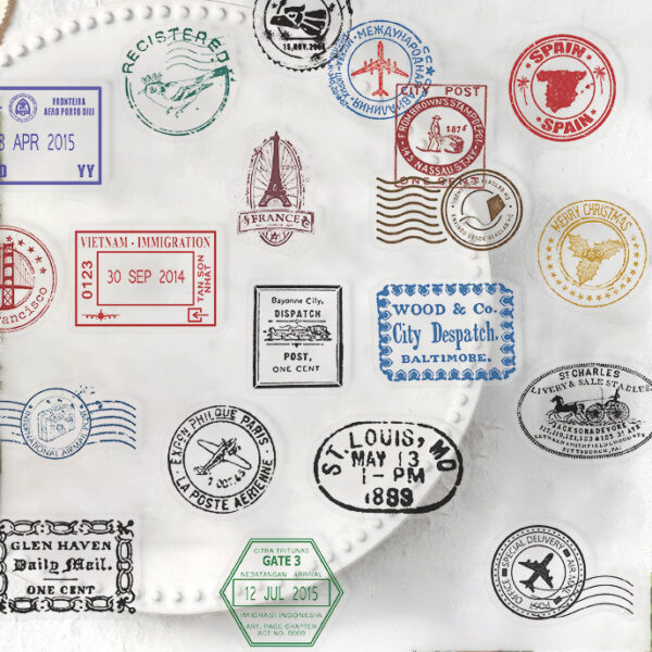 Wholesale 60pcs transparent vintage postmark stickers Waterproof Vinyl Stickers