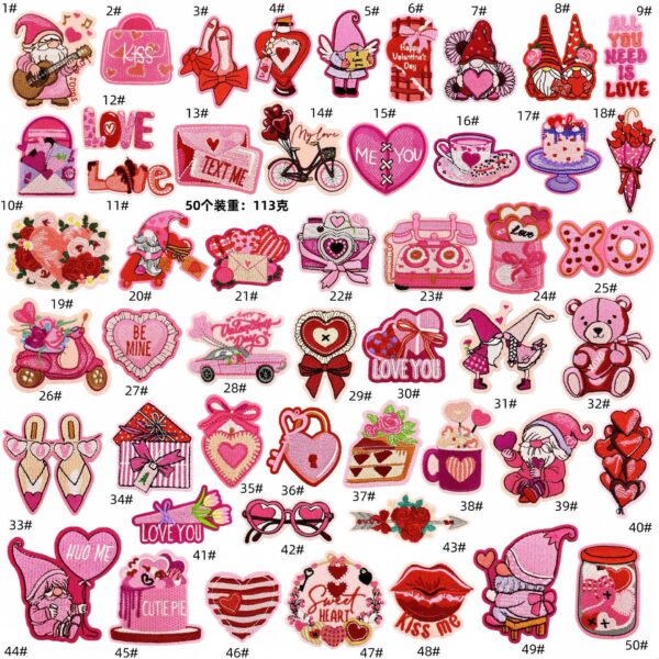 Wholesale Valentine's Day Pink Love Cartoon Embroidery DIY Patches