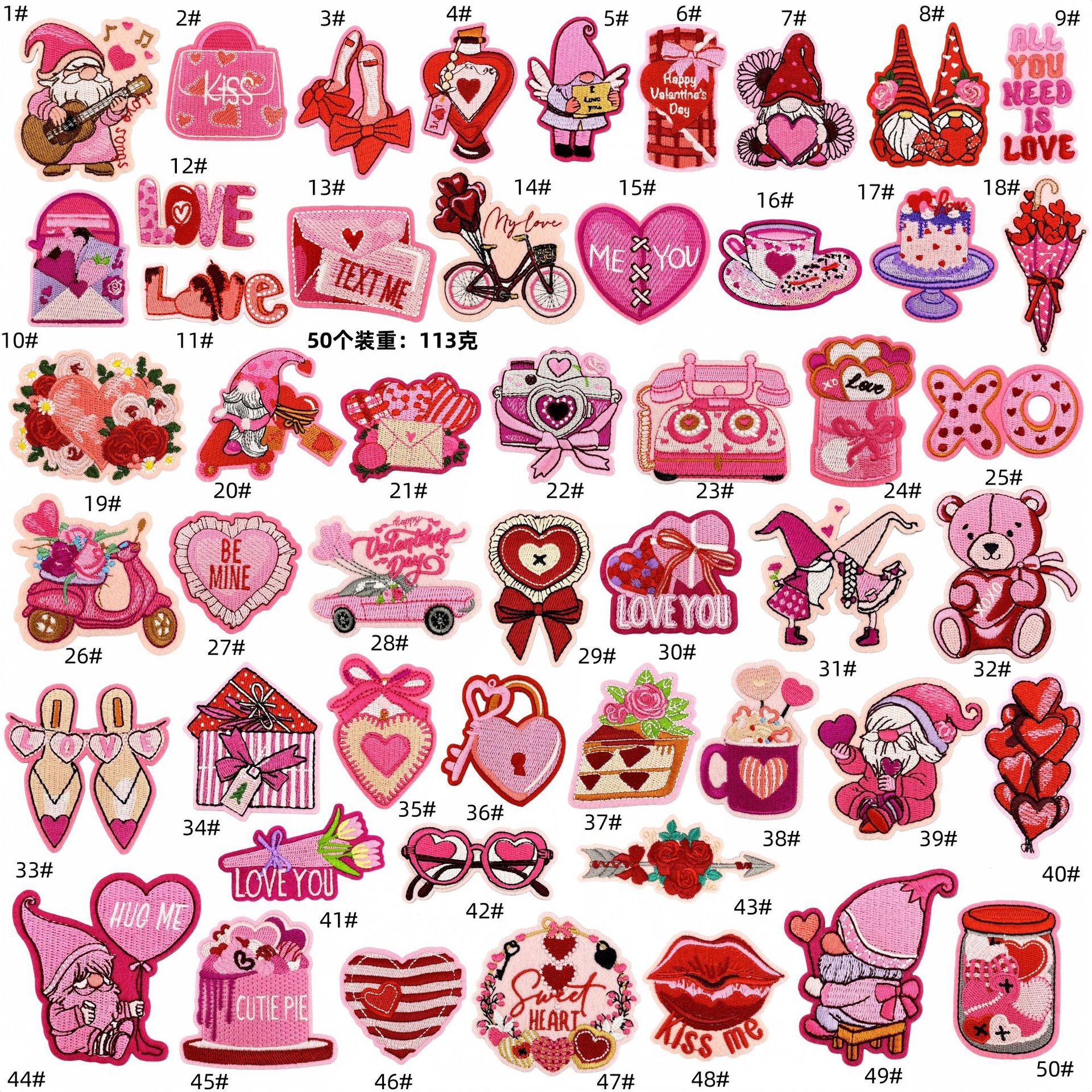 Wholesale Valentine's Day Pink Love Cartoon Embroidery DIY Patches