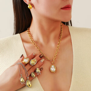 Wholesale Stainless steel pearl rings, earrings, and necklaces