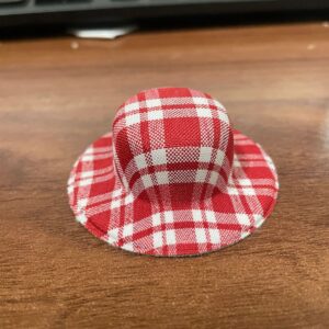 Red and white plaid hat
