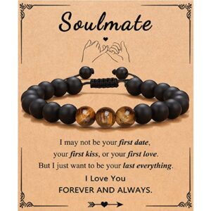 Soulmate card + tiger eye black matte bracelet