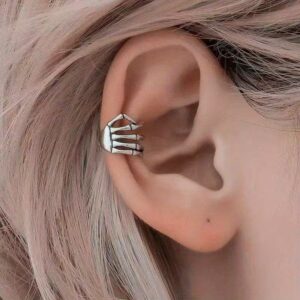 Silver single palm ear clip