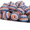 Wholesale 5pcs 20MM Resin Red White Blue Striped Diamond Beads Bubblegum Beads