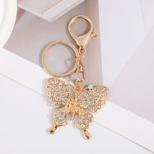 Wholesale Colorful Butterfly with Water Diamond Metal Keychain