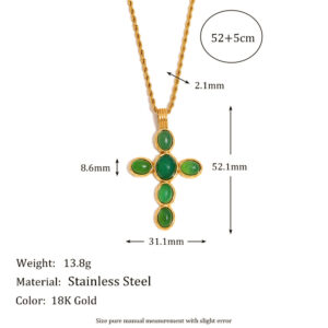 Emerald cross necklace - gold