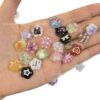 Wholesale 10pcs transparent embossed flower lucky bag acrylic beads