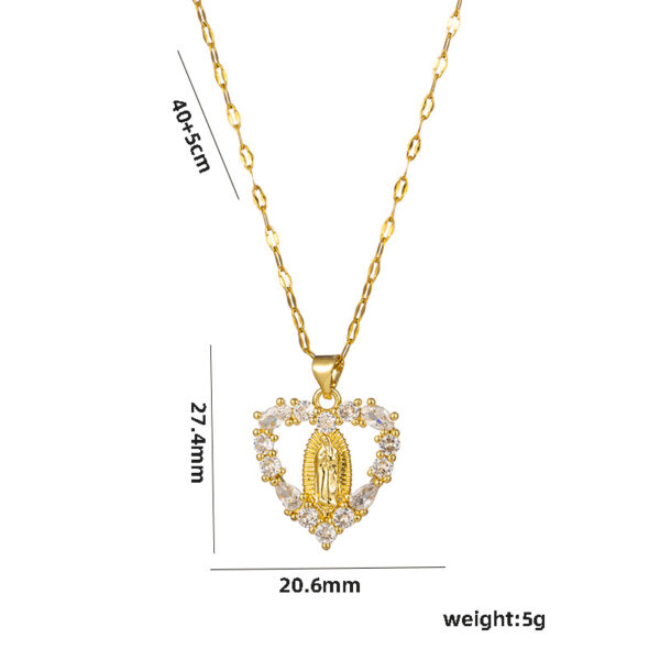 Wholesale Clavicle Titanium Zircon Light Madonna Religion Necklace