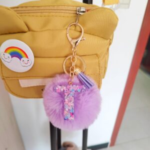 Purple Letter Hair Ball Pendant/T