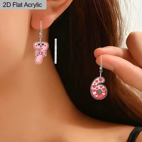 Wholesale Valentine's Day Red and Pink Number Earrings Acrylic Earrings