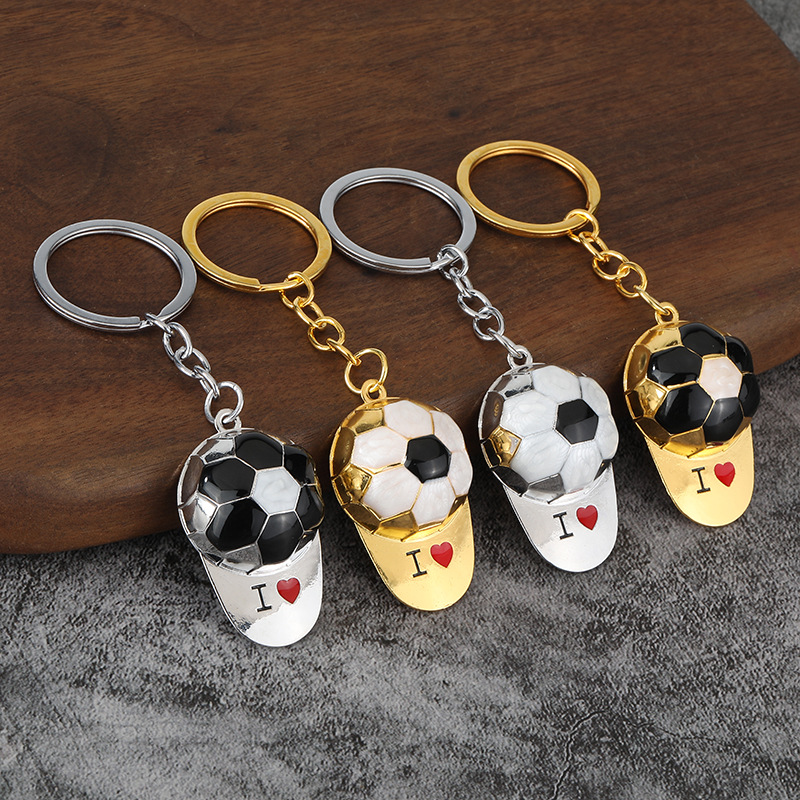 Wholesale Football trophy fan srts gift keychain