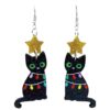 Wholesale Christmas Tree Lights Black Cat Bat Acrylic Earrings