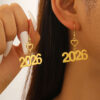 Wholesale 2026 Digital Glitter Hollow Earrings