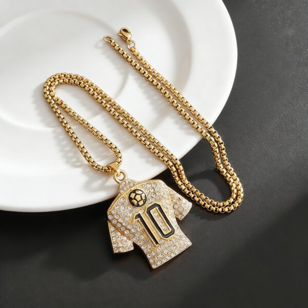 Wholesale personalized trendy football No. 10 jersey World Cup gold-plated necklace
