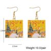 Wholesale Oil painting Starry Night Sunflower Butterfly Ocean Pattern Earrings