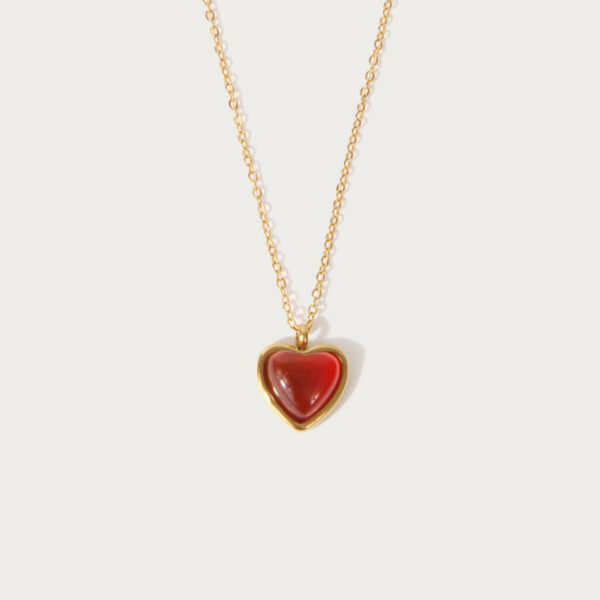 Wholesale Imitation Natural Stone Red Gate Pendant Necklace