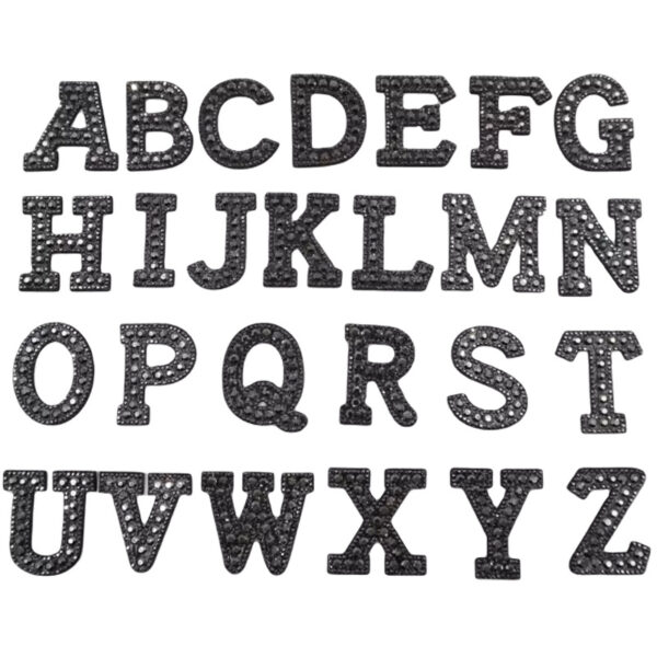 Wholesale 26 English letter colored rhinestone embroidery DIY patches