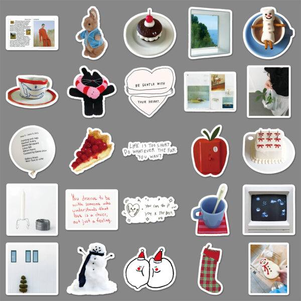 Wholesale 50 Korean Cream ins Style Graiti Stickers Xiaoqing Novice Aount Goo Card DIY Mobile Phone Lage Flat Stickers