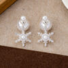 Wholesale Christmas Snowflake Pearl Silver Needle Earrings