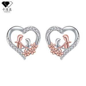 Wholesale Heart-Shaped Mother-Daughter Earrings Mother's Day Gift