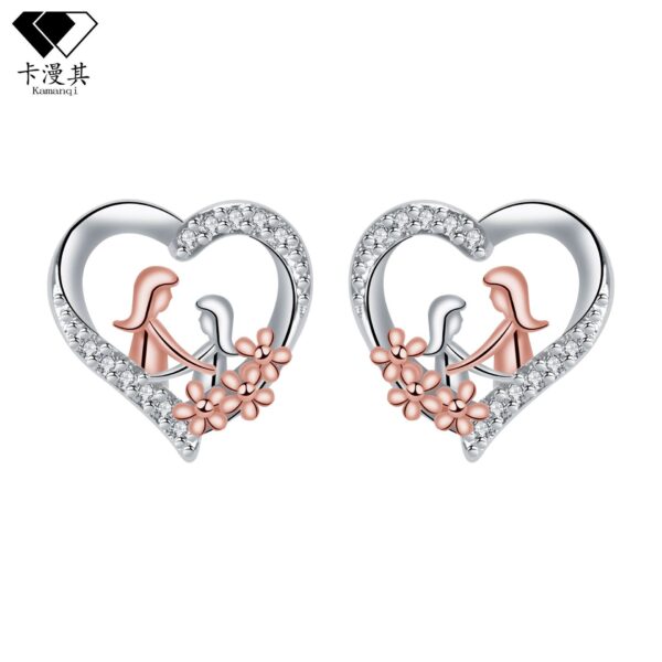 Wholesale Heart-Shaped Mother-Daughter Earrings Mother's Day Gift