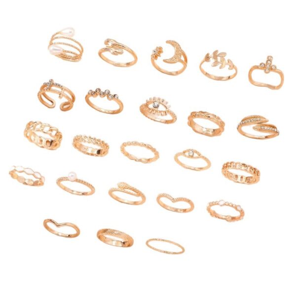 Wholesale Diamond Eye Cross Leaf Hollow Multi-Joint Ring Set
