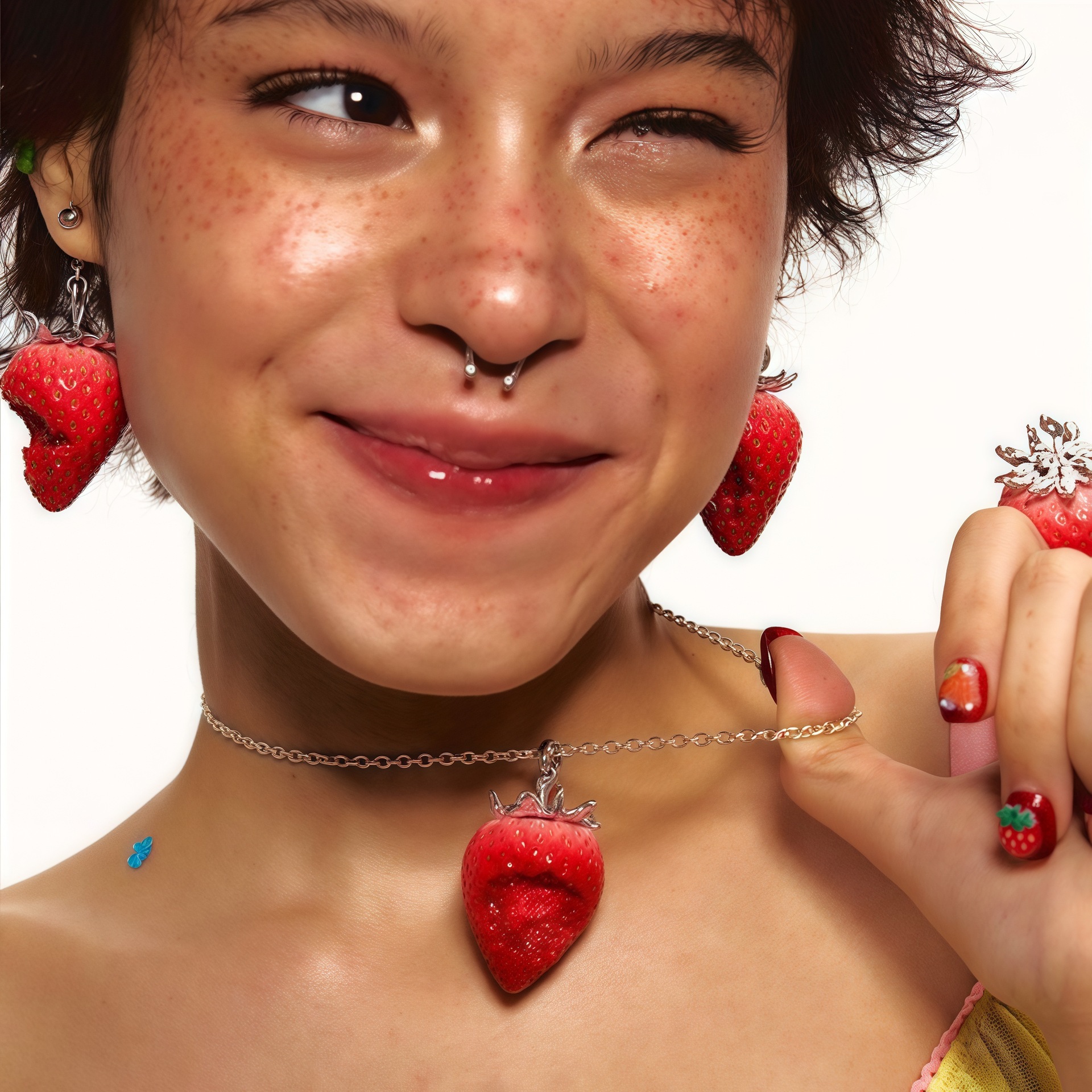 Wholesale Red Strawberry Sweet lity Resin Necklace