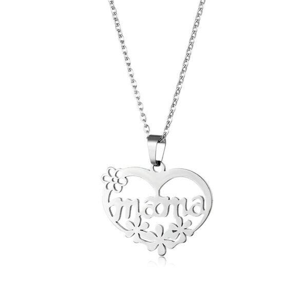 Wholesale Necklace Heart-shaped English Letters Mom Necklace Stainless Steel Necklace